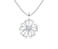 Flowers with Gemstone Silver Necklaces SPE-3734